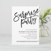 SCRIPTサプライズモダンバースデーパーティー白黒 招待状 (スタンド正面)