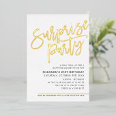 SCRIPTサプライズモダンバースデーパーティー黒金ゴールド 箔招待状 (立ち正面)