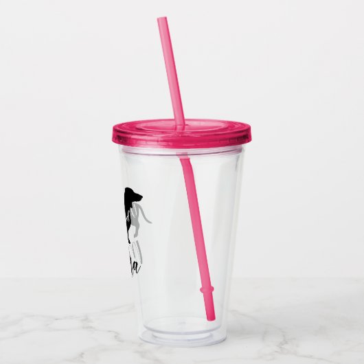 Scriptダックスフントのママ及び犬のシルエット アクリルタンブラー (左)