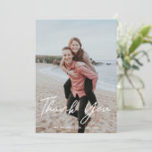 Scriptモダンの結婚Photo Flatサンキューカード サンキューカード (スタンド正面)