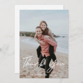 Scriptモダンの結婚Photo Flatサンキューカード サンキューカード (正面/裏面)