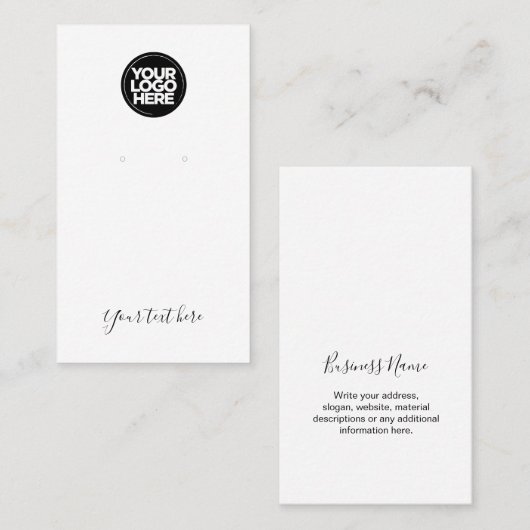 Scriptモダンロゴのイヤリンミニマルグ表示カード 名刺 (正面/裏面)