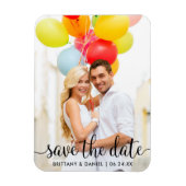 Scriptモダン Save The Date Photo マグネット (縦)