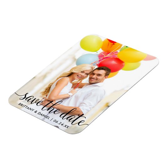 Scriptモダン Save The Date Photo マグネット (左側)