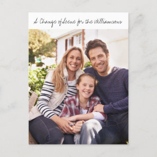 Script お洒落 Family Photo New Address Moving 案内ポストカード