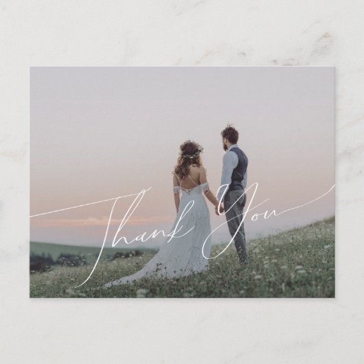 Script お洒落 Horizontal Photo Thank ポストカード (正面)
