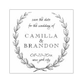 Script お洒落 Laurel Botanical日付の保存 ラバースタンプ (インプリント)