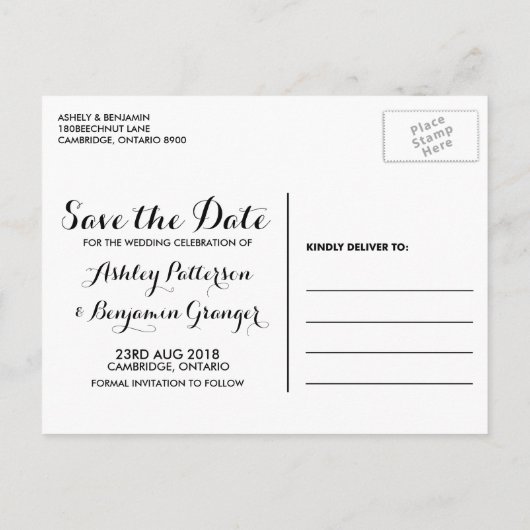 Script お洒落 Photo日付はがきを保存する 案内ポストカード (裏面)