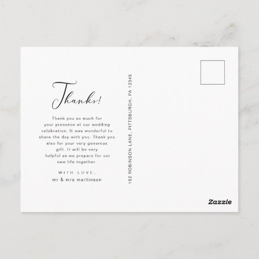 Script かわいらし結婚の写真 ポストカード (裏面)