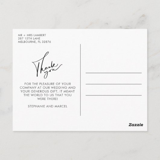 Script エレガント結婚の写真 ポストカード (裏面)