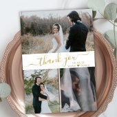 Script エレガント結婚の3枚のコラージュ サンキューカード