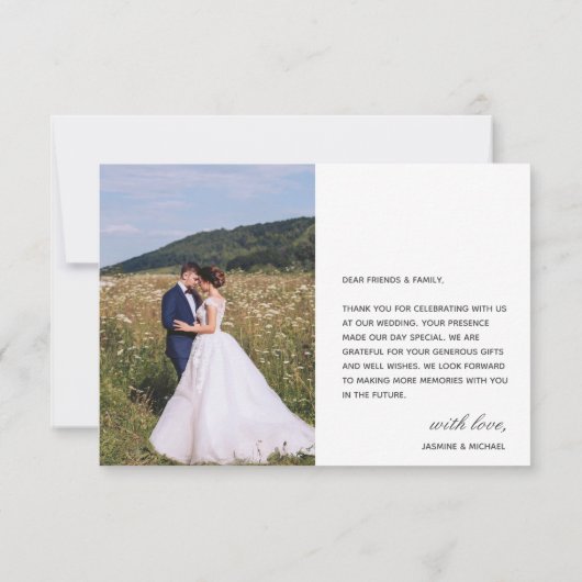 Script エレガント結婚s Thank You Photo W Note Card (裏面)