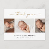 Script エレガント 3フォトコラージュベビーありがとう ポストカード (正面)