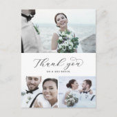 Script エレガント 3 Photo Collage結婚's Thank You P ポストカード (正面)