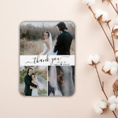 Script エレガント 3 Photo Collage's 結婚 Thank You マグネット