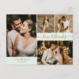 Script エレガント 4 Photo Collage結婚's Thank You P ポストカード