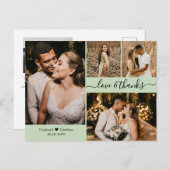 Script エレガント 4 Photo Collage's 結婚 Thank You ポストカード (正面/裏面)