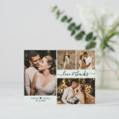 Script エレガント 4 Photo Collage's 結婚 Thank You ポストカード (スタンド正面)