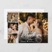Script エレガント 4 Photo Collage's 結婚 Thank You ポストカード (正面/裏面)