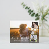 Script エレガント 4 Photo Collage's 結婚 Thank You ポストカード (スタンド正面)