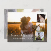 Script エレガント 4 Photo Collage's 結婚 Thank You ポストカード (正面/裏面)