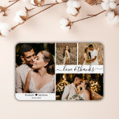 Script エレガント 4 Photo Collage's 結婚 Thank You マグネット