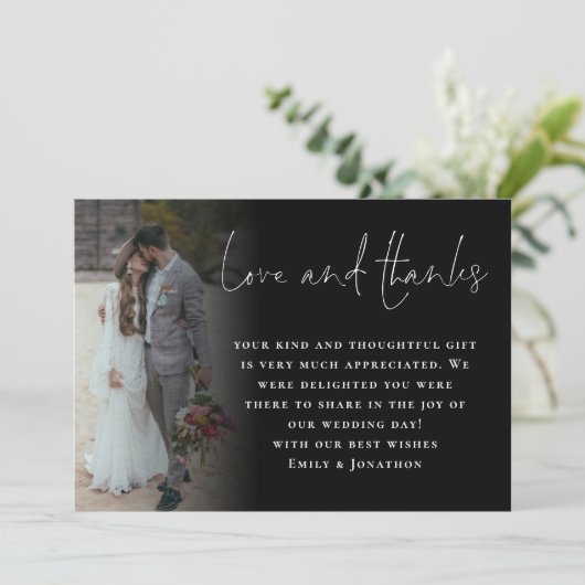 Script エレガント 6写真結婚愛の黒感謝してい色 カード (スタンド正面)