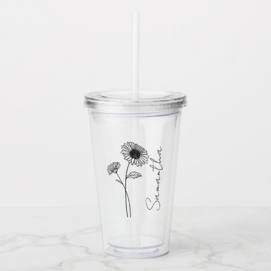 Script エレガント Aster 9月誕生花名 アクリルタンブラー (正面)