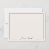 Script エレガント BlackおよびIvoryMonogram名縁ど ノートカード (正面)