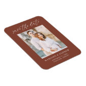 Script エレガント Brown Photo日付の保存 マグネット (右側)