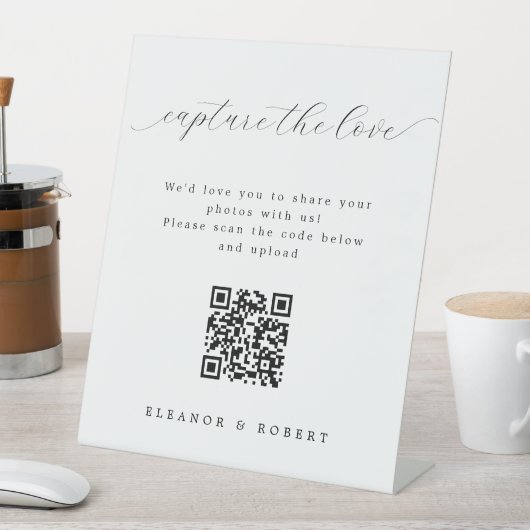 Script エレガント Capture the Love QR Code 結婚's 台座サイン (インサイチュ)