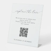 Script エレガント Capture the Love QR Code 結婚's 台座サイン (正面)