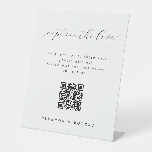 Script エレガント Capture the Love QR Code 結婚's 台座サイン (正面)