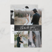 Script エレガント Chalkboardの結婚Photo Collage サンキューカード (正面/裏面)