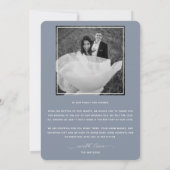 Script エレガント Dusty Blueのモダン結婚写真 サンキューカード (裏面)
