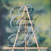 Script エレガント Dusty Blue Monogramの結婚歓迎 アクリルサイン (ニュートラル)