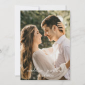 Script エレガント Dusty Blue Photo QRコード結婚s 招待状 (正面)