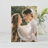 Script エレガント Dusty Blue Photo QRコード結婚s 招待状 (スタンド正面)