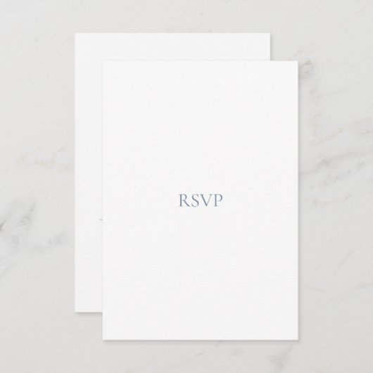 Script エレガント Dusty Blue & White RSVPカード (正面/裏面)
