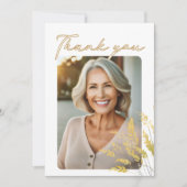 Script エレガント Folidsフォト誕生日 サンキューカード (正面)