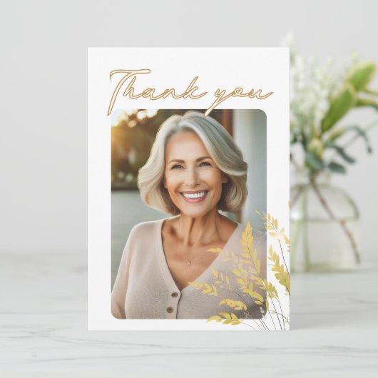 Script エレガント Folidsフォト誕生日 サンキューカード (スタンド正面)