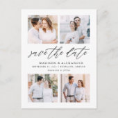 Script エレガント Four Photo Collage日付の保存 案内ポストカード (正面)