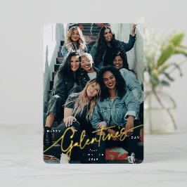 Script エレガント Galentine's Day Foil Photo 箔シーズンカード