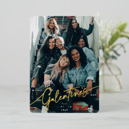 Script エレガント Galentine's Day Foil Photo 箔シーズンカード