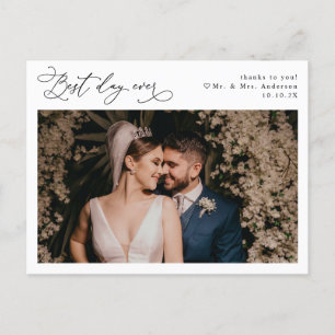 Script エレガント Greeneryの結婚写真ありがとう ポストカード