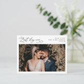 Script エレガント Greeneryの結婚写真ありがとう ポストカード (スタンド正面)