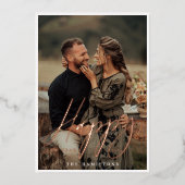 Script エレガント Happy New Yearカップルミニマル写真 箔シーズンカード (正面)