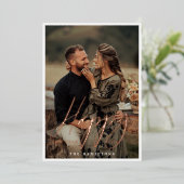 Script エレガント Happy New Yearカップルミニマル写真 箔シーズンカード (立ち正面)