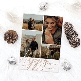 Script エレガント Happy New Yearフォトグミニマルリッド 箔シーズンカード