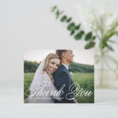Script エレガント Horizontal Photo's 結婚 Thank You ポストカード (スタンド正面)